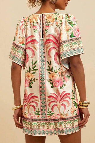 Tropical Print Casual Mini Dress