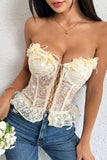 Floral Lace-Up Peplum Bustier