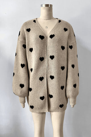Heart Pattern Longline Cardigan