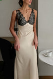 Lace-Trim Sleeveless Midi Dress