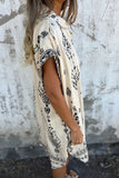 Printed Button-Front Casual Dress