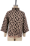 Leopard Pattern Mock Neck Sweater
