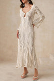 Open Back Crochet Knit Maxi Dress