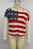 Off-Shoulder Flag Sweater