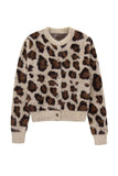 Button-Front Leopard Print Cardigan