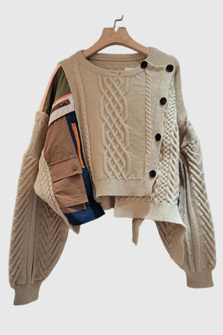 Asymmetrical Cable Knit Sweater