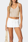 Lace-Trimmed Tie-Front Camisole
