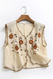 Floral Button-Front Knit Vest