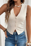 Button-Front Sleeveless Top