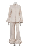 Ruffled Hem Pants Set