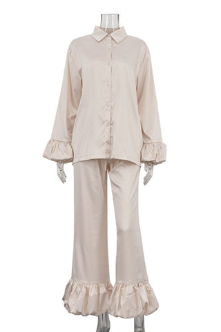 Ruffled Hem Pants Set
