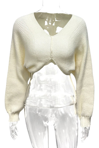 Cropped V-Neck Sweater