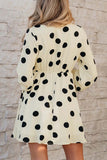 Polka Dot Surplice V Neck Puff Mini Dress