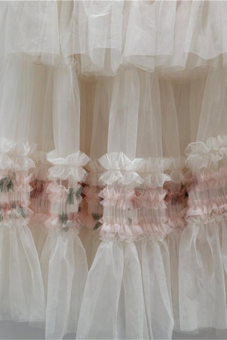 Layered Skirt with Floral Details