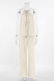 Drawstring Spaghetti Strap Pants Set