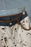 Patterned Wide-Leg Straight Jeans