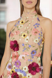 Floral Embroidered Halter Dress