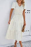 V-Neck Tiered Midi Dress