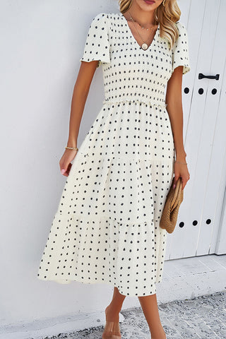 V-Neck Tiered Midi Dress
