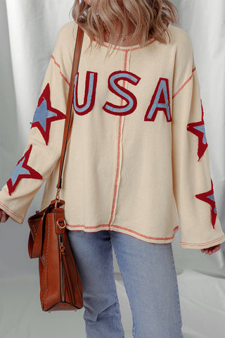Star Patch Casual Knit Top