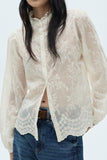 Sheer Floral Button-Up Blouse