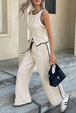 Buttoned Vest and Wide-Leg Pants Set