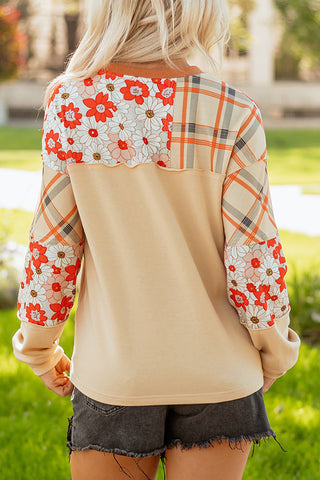 Floral Patchwork Long Sleeve Blouse