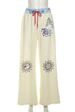 Graphic Print Wide-Leg Casual Pants