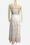 Halter-Neck Printed Maxi Dress