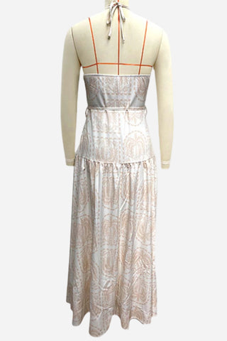 Halter-Neck Printed Maxi Dress