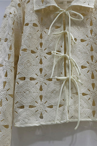 Lace-Up Crochet Shacket