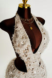V-Neck Sequin Embellished Romper