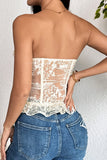 Floral Lace-Up Peplum Bustier