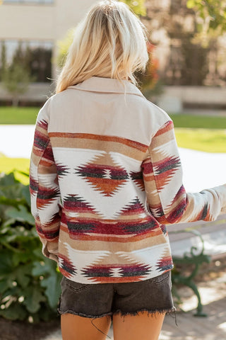 Western Aztec Ribbed Patchwork Shacket