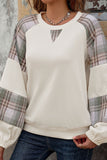 Plaid Accent Casual Sweatshirt