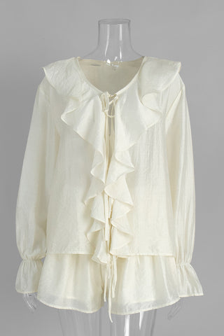 Ruffle Front Shorts Set