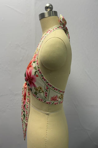 Tie-Front Floral Halter Top