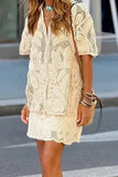 Crochet Half-Sleeve Mini Dress