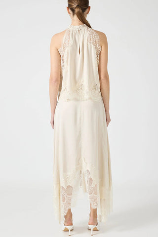 Lace Trim Sleeveless Top & Slit Skirt Set