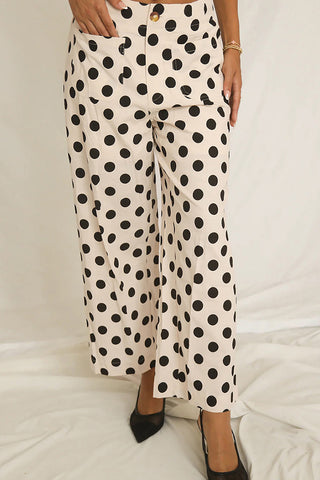 Polka Dot Wide-Leg Casual Pants