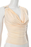 Ruched Draped Tank Top with Shoulder Detail