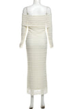 Off-Shoulder Textured Midi Dress