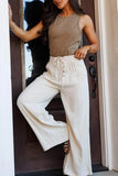 Drawstring Wide-Leg Casual Pants