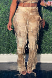Distressed Fringe Casual Pants