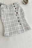 Plaid Asymmetrical Button Midi Skirt