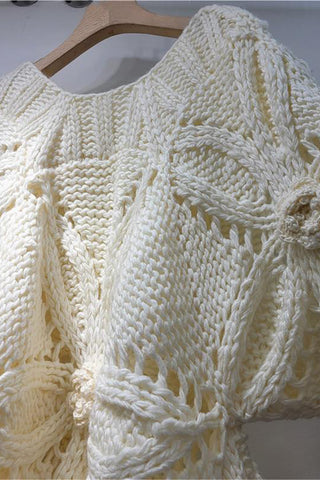 Knit Sweater with Floral Accents