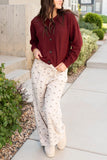 Bow Print Drawstring Elastic Waist Pants