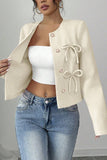 Embellished Bow-Front Cropped Jacket