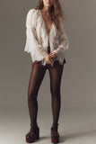 Lace-Trimmed Button-Front Blouse