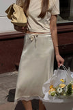 Elegant Midi Skirt with Lace Detail